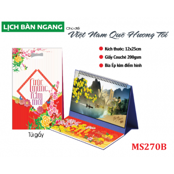 MS270B Lịch bàn chữ A 2024 chủ đề Việt Nam Quê Hương Tôi ( KT 12x25cm)