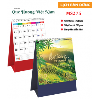 MS275 Lịch bàn chữ A 2024 chủ đề Quê Hương Việt Nam ( KT 17x19cm)