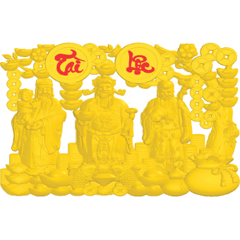 CHỮ DÁN NỔI 3D - PHÚC LỘC THỌ TÀI LỘC ( gắn bìa phù điêu)